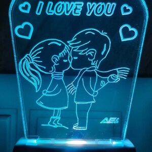 LED Fiber Art with Blue Glow